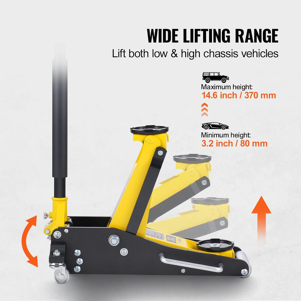 Low Profile Floor Jack 2 Ton (4400 lbs), Heavy Duty Aluminum Hydraulic Racing Floor Jack, Hydraulic Car Jack, Dual