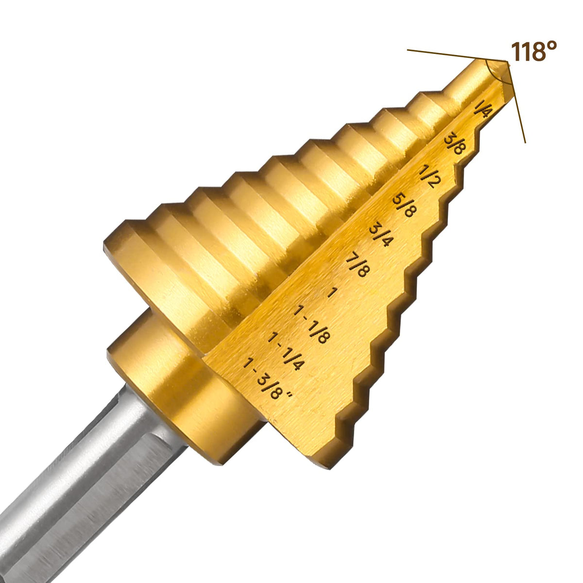 IRONANT 1/4" to 1-3/8" Titanium HSS Step Drill Bit for Metal Unibit
