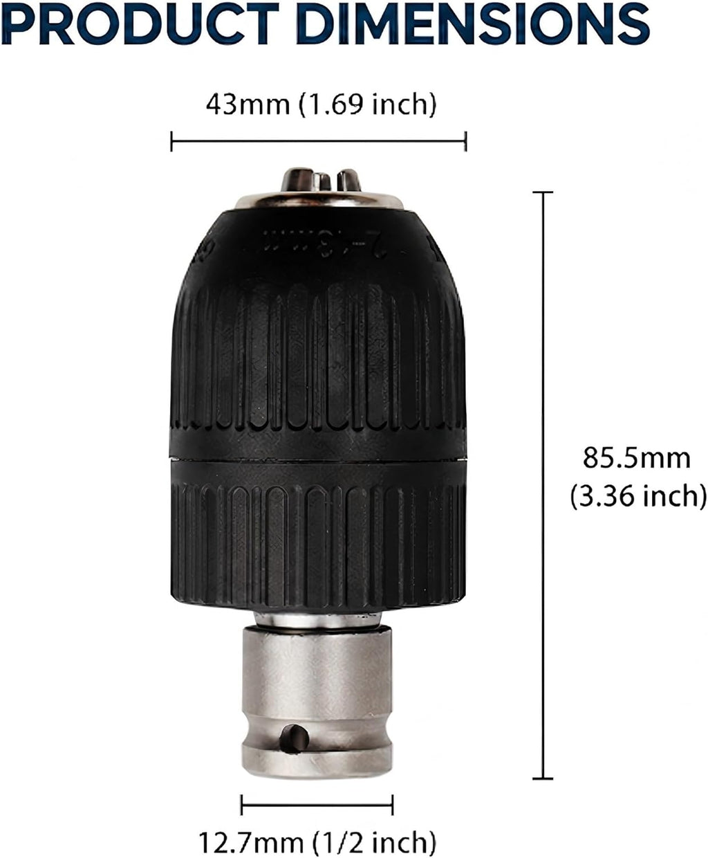 2-13mm Capacity Mount 1/2-20UNF Keyless Drill Chuck Quick Change Conversion Adapter with 1/2 Inch Socket Square Female Adapter