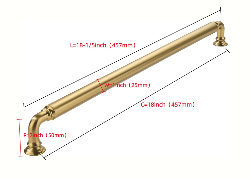 1-Pack Appliance Handle Pull Champagne Bronze Heavy-Duty Solid Cabinet Pulls,18Inch(457mm) Hole Center, Drawer Pulls