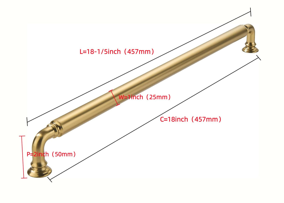 1-Pack Appliance Handle Pull Champagne Bronze Heavy-Duty Solid Cabinet Pulls,18Inch(457mm) Hole Center, Drawer Pulls