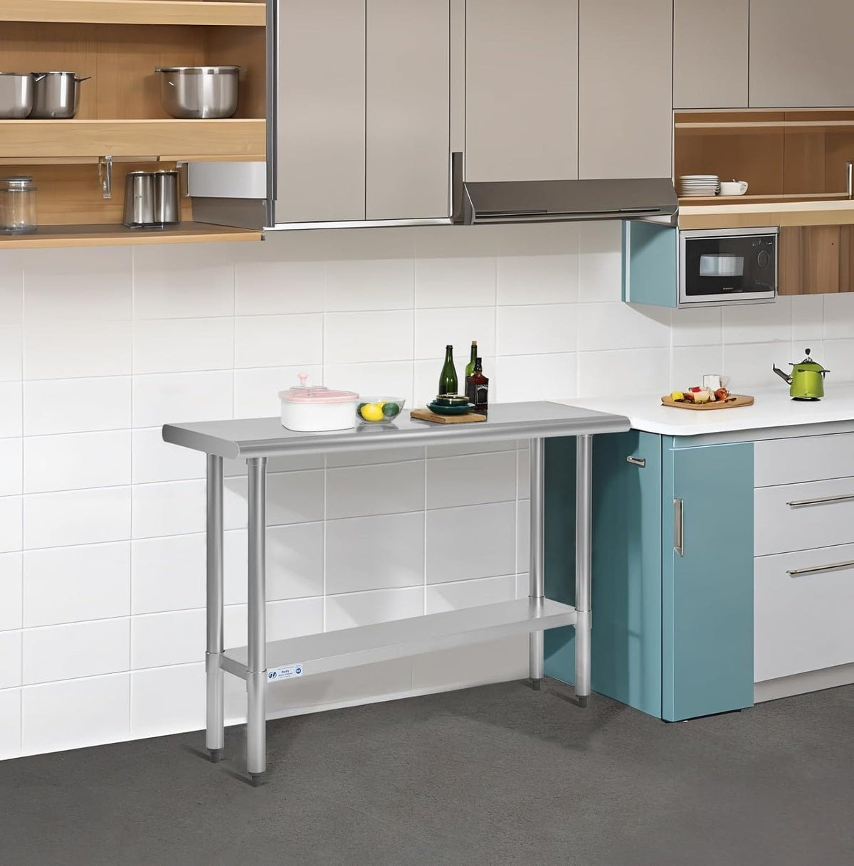 Hally Stainless Steel Table for Prep & Work 18 x 48 Inches NSF Commercial