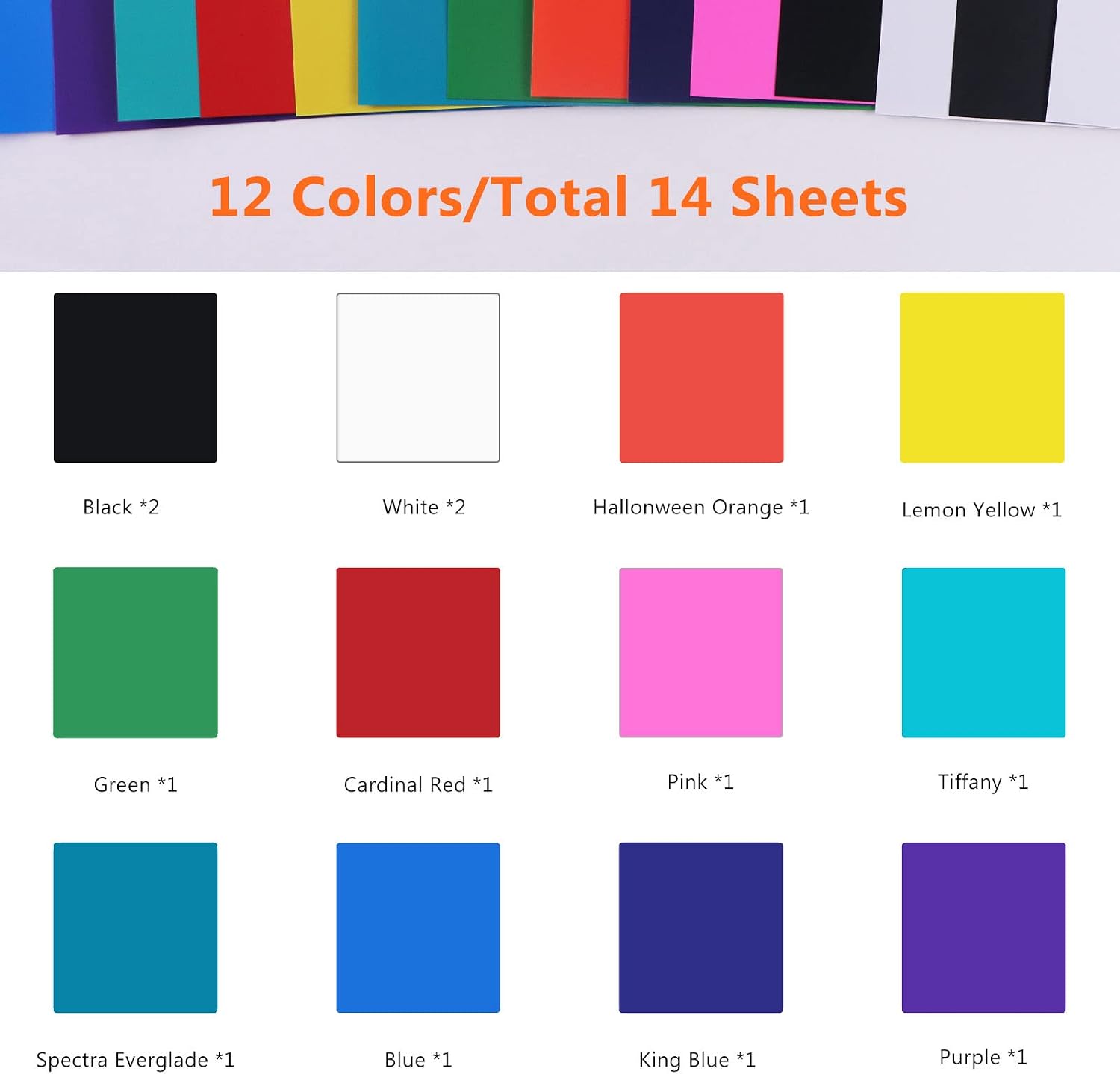 Matte Assorted Permanent Vinyl, 14 Pack, 12"x12", for Decals | Waterproof, Easy to Weed, Compatible with Cricut