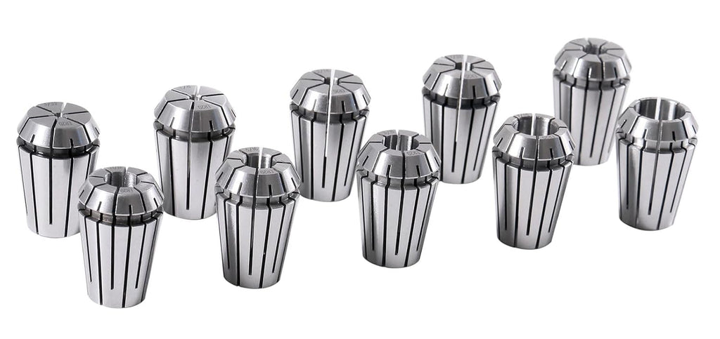 Accusize Industrial Tools 10 Pcs Er20 Collet R8 Bridgeport Shank Plus 1 Wrench in Fitted Case, 0223-0954