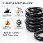 AS-252 Nitrile (Buna-N) O-Rings, 90A Durometer, 5.234" ID x 0.139" CS (5-1/4" ID x 1/8" CS), -40°F to +248°F, for Large housings, Pump Covers & Heavy-Duty Hydraulic Systems, 5 Pack