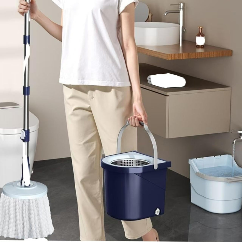 Spin Mop & Bucket System with 4 Washable Microfiber Mop Pads – Ideal Hardwood Floor Mop with Bucket for All Hard