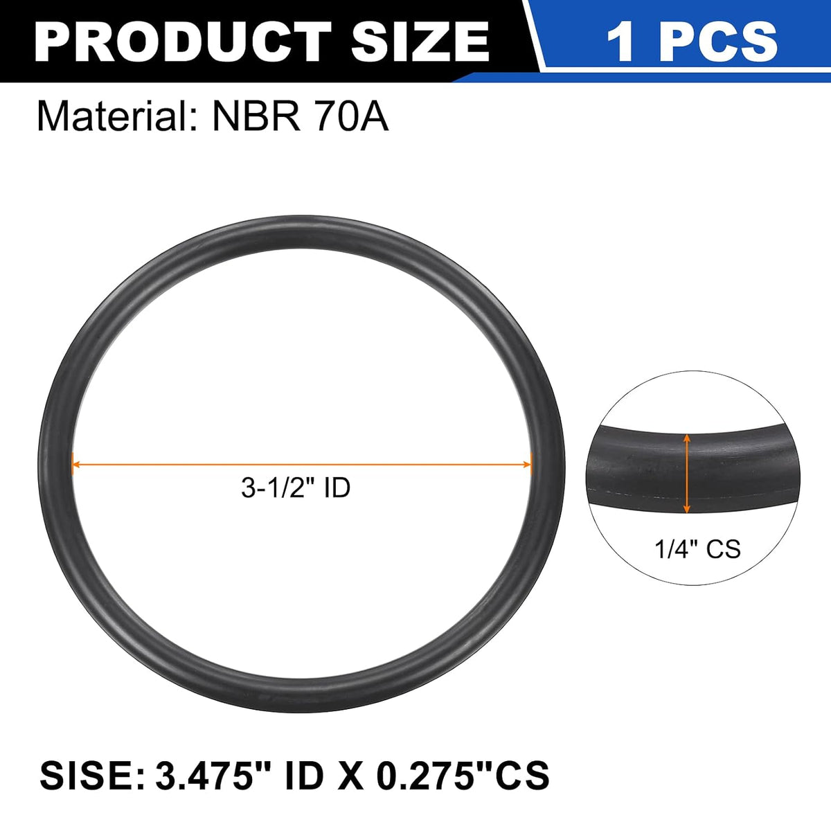 uxcell AS-417 NBR O-Ring 3.475" ID, Hydraulic O Ring Nitrile Rubber Seals