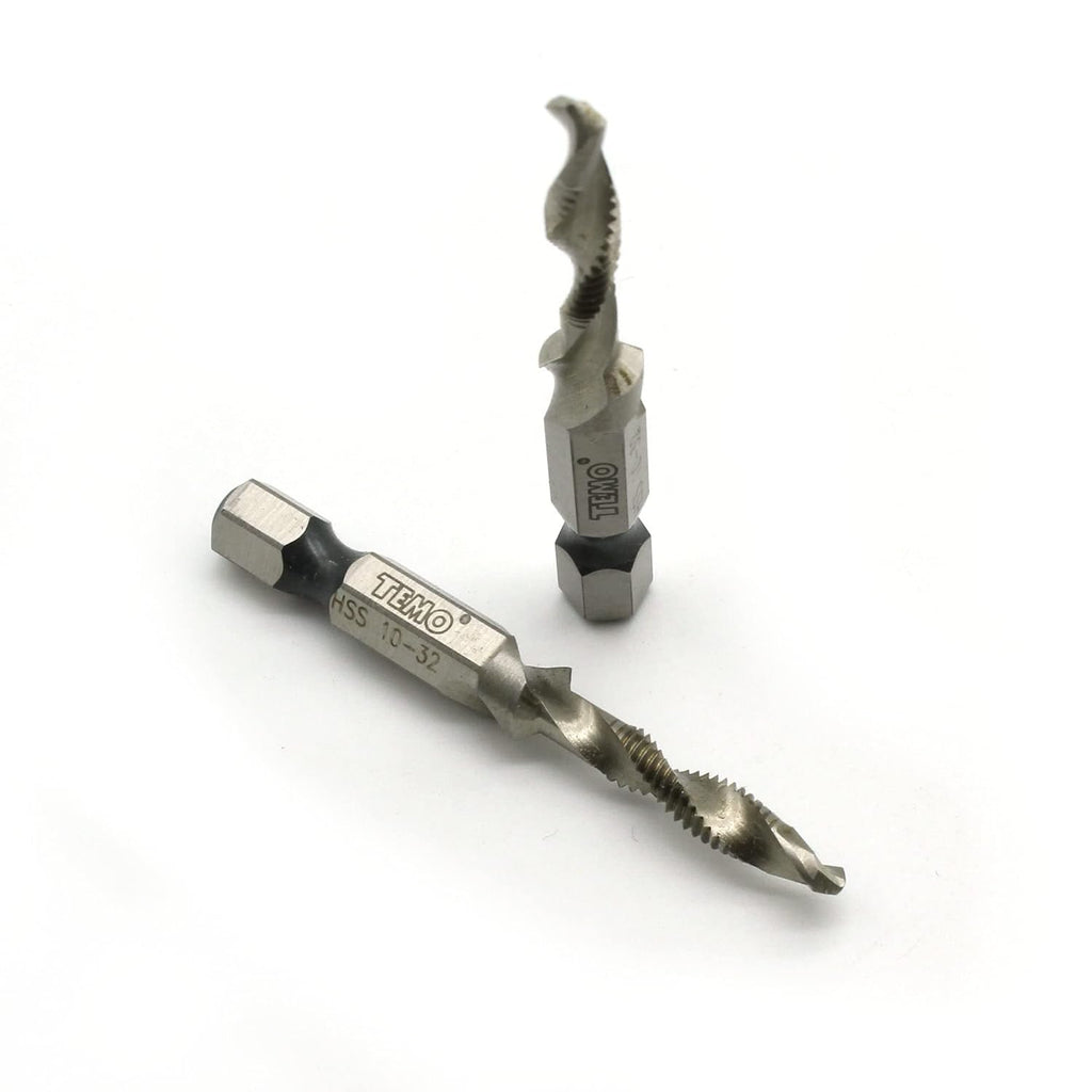 TEMO 2p M2 HSS 10-32 Combination Drill and Tap Deburr Countersink Hex Bit