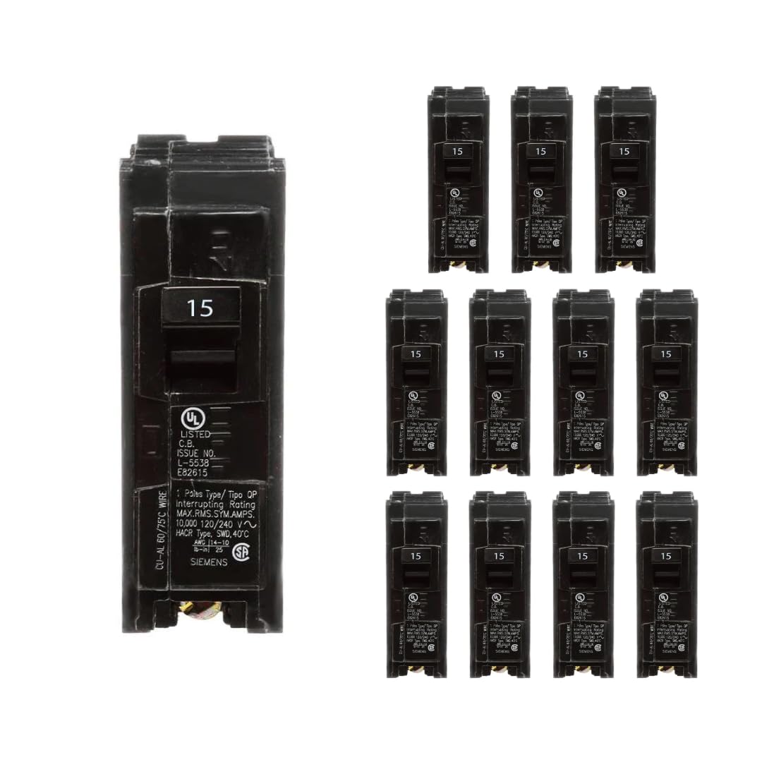 Siemens Q115PK Single-Pole 15A Circuit Breaker, Type QP, 120/240V, 12-Pack