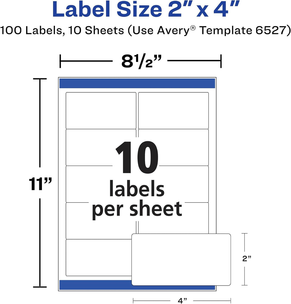 Shipping Labels, Sure Feed and Easy Peel Technology, Glossy White Labels, 2" x 4", Permanent Adhesive, Laser/Inkjet