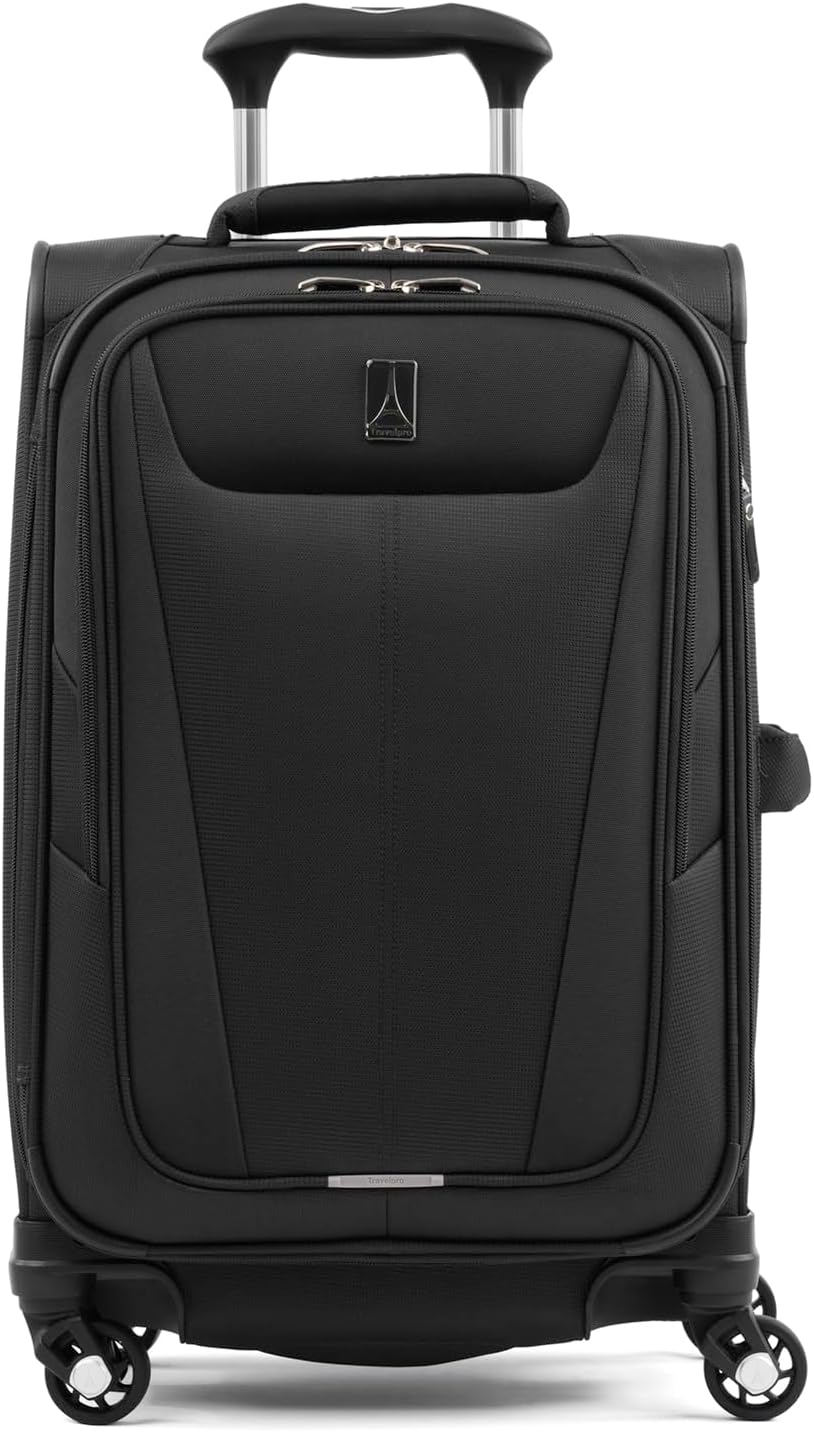 Maxlite 5 Softside Expandable Luggage with 4 Spinner Wheels, Lightweight Suitcase, Men and Women, Black, Carry-on