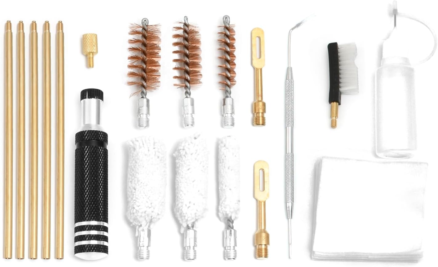 Shotgun Cleaning Kit for 12, 20, 410 Gauge | Bronze Brushes, Brass Adaptor, Cotton Mops, Cleaning Pick, Patch Holder
