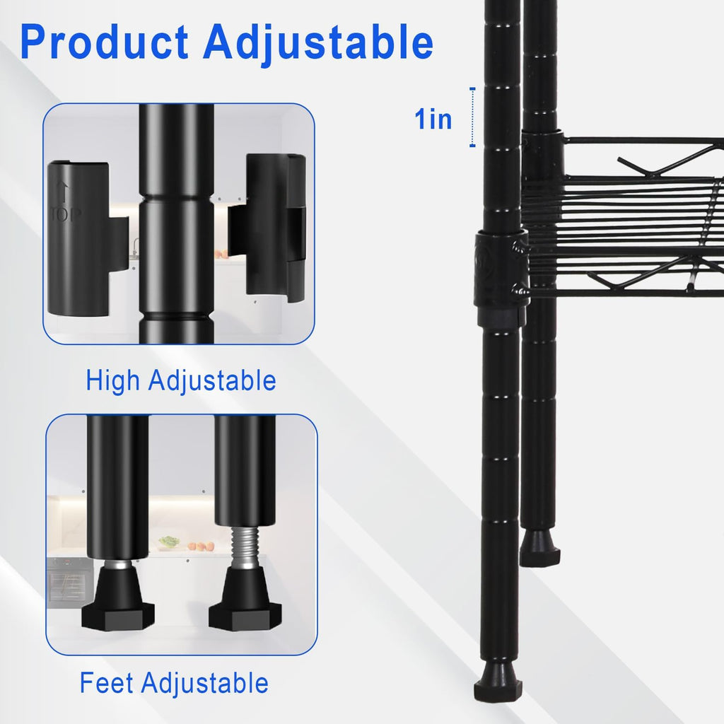 5-Tier Wire Shelf | 17" x 12" x 48" | Black