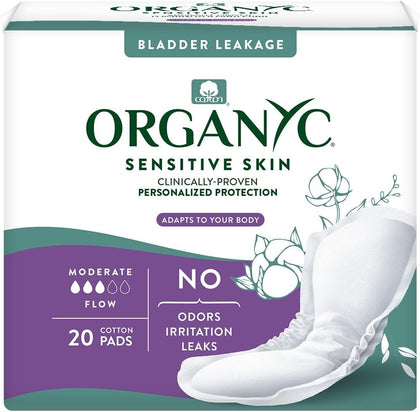 – 100% Organic Cotton Light Incontinence Pads for Bladder Leaks (Moderate, 20 Count (1 Pack))