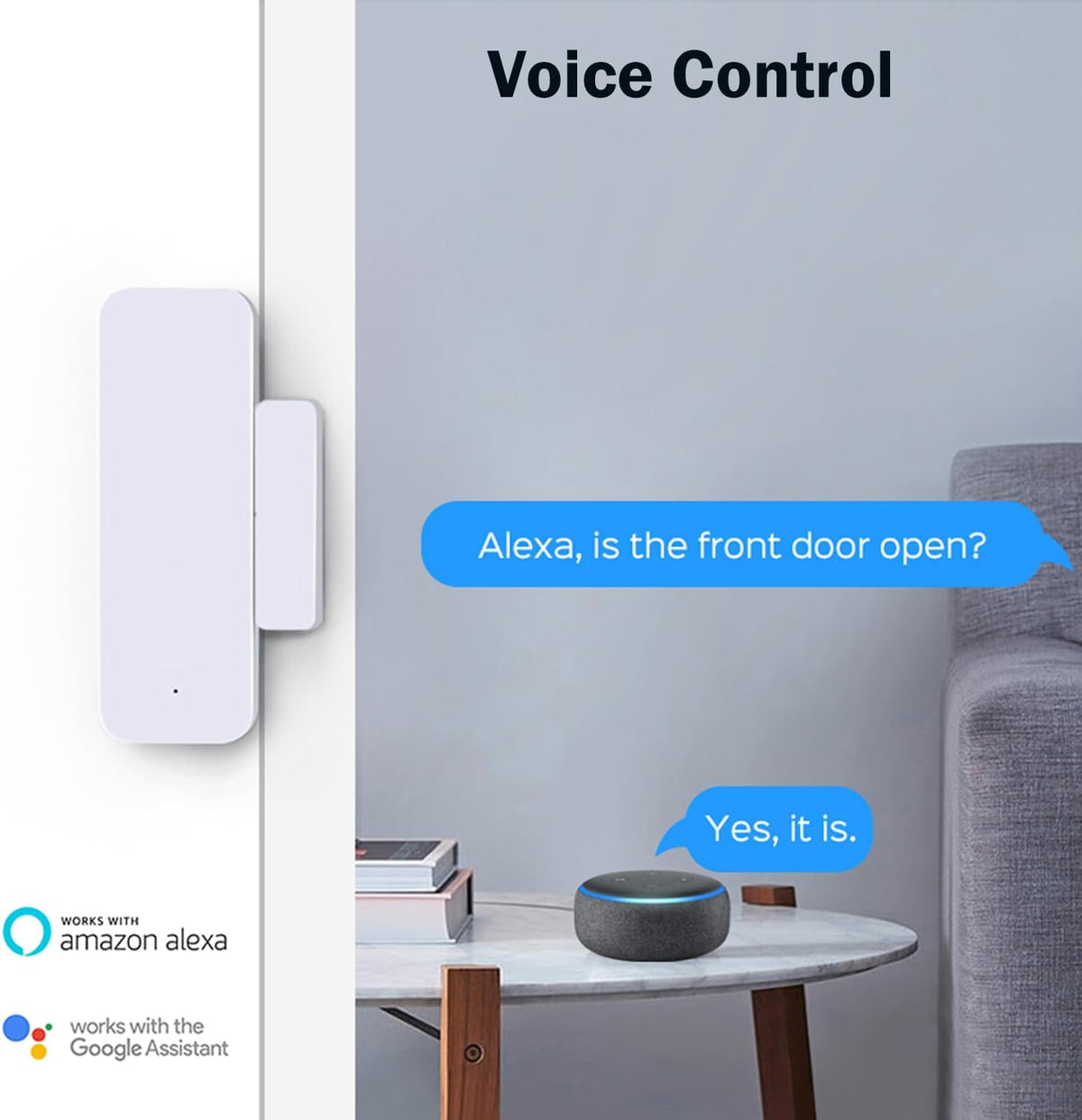 WiFi Door Sensor Window Detector: Smart Window Contact Sensor, Wireless Magnetic Door Open Detector with Free