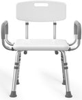 Shower Chair for Inside Shower with Arms and Back, 500 lbs Heavy Duty Shower Seat for Bathtub, Height Adjustable