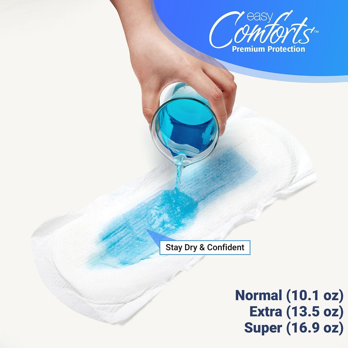Premium Protection Incontinence Pads for Seniors, 30ct by Easy Comforts