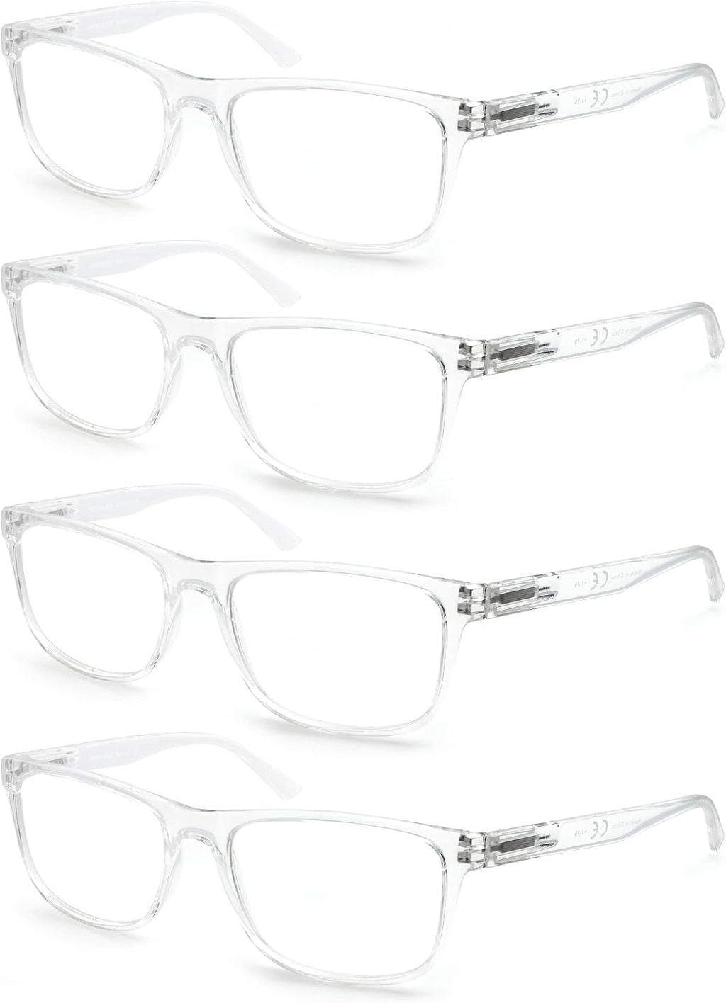 Large Reading Glasses Mens Oversized Wide Readers 1.75 Lightweight Clear Magnifying Cheaters for Men W/Big Head 4 Pack