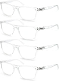 Large Reading Glasses Mens Oversized Wide Readers 1.75 Lightweight Clear Magnifying Cheaters for Men W/Big Head 4 Pack