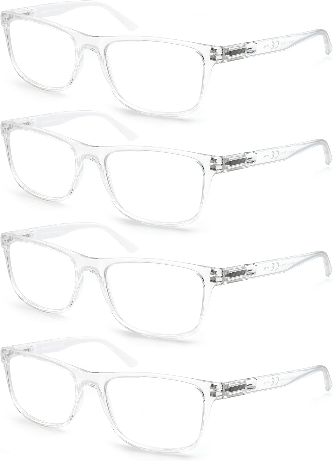 Large Reading Glasses Mens Oversized Wide Readers 1.75 Lightweight Clear Magnifying Cheaters for Men W/Big Head 4 Pack