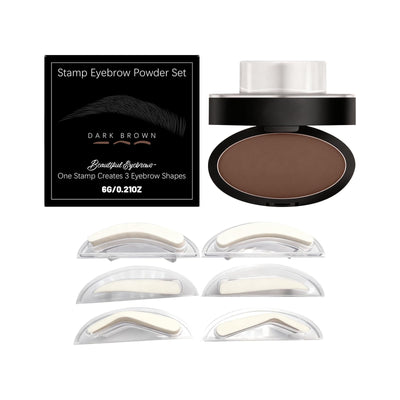 Eyebrow Stamp Kit Waterproof Long-Lasting Brow Powder, Dark Brown