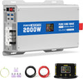 2000W Pure Sine Wave Power Inverter 12V DC to 120V AC Converter 4000 Watt Peak Power Multi-Display Screen with 2 GFCI