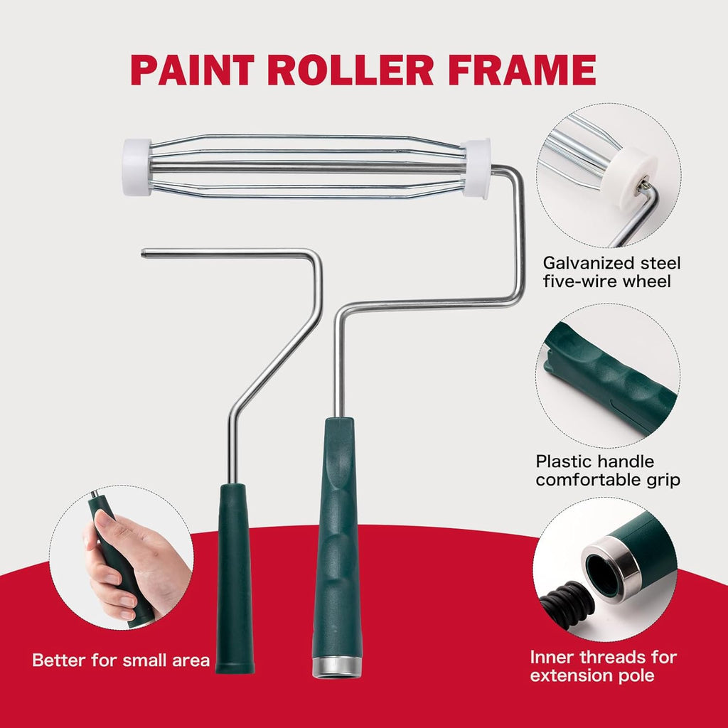 20-Piece Paint Roller Kit, 9 Inch and 4 Inch Microfiber Roller Set with Paint Tray, Liners, Brushes, Drop Cloth and