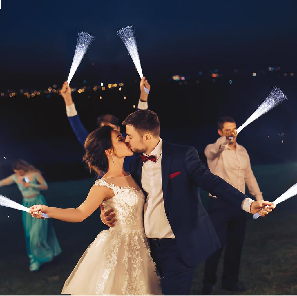 50 Pcs White Fiber Optic Wands, LED Wedding Sparklers