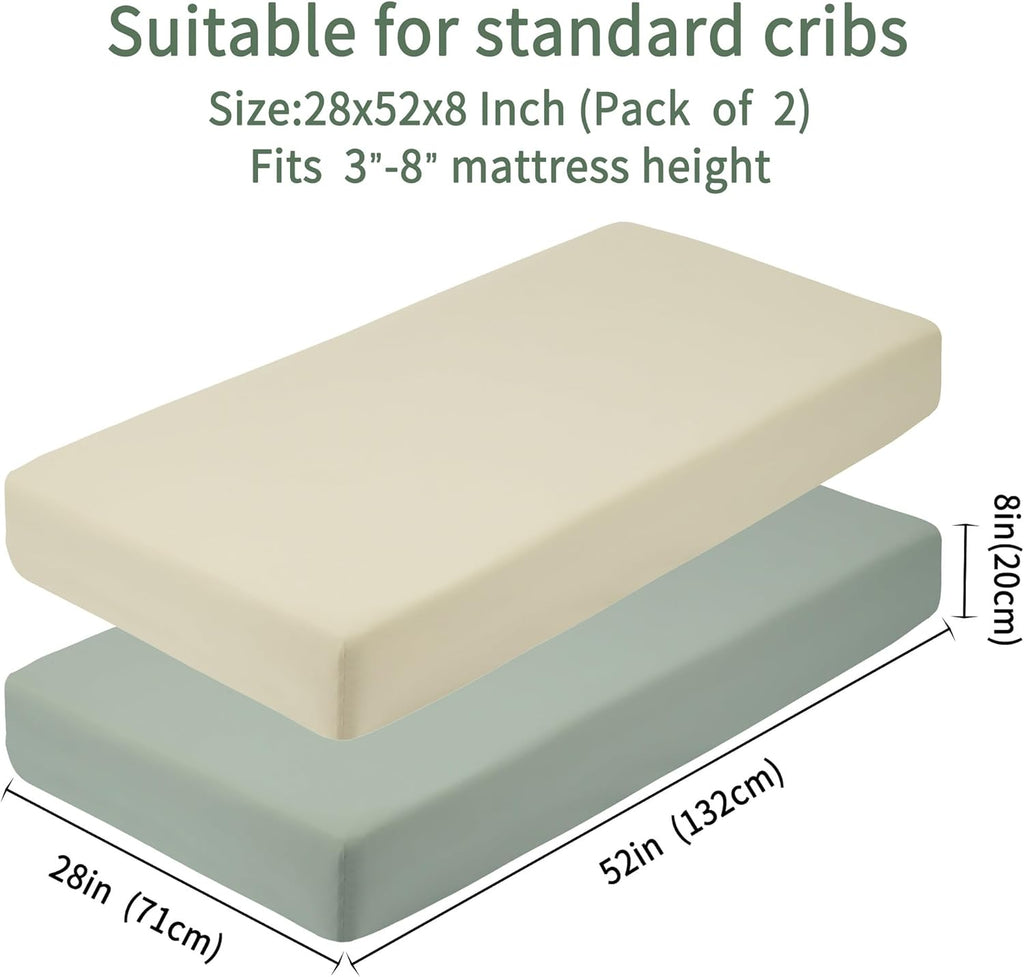 Baby Crib Sheets for Boys Girls, 2 Pack Fitted Crib Sheet for Standard Crib and Toddler Mattress, Soft Microfiber