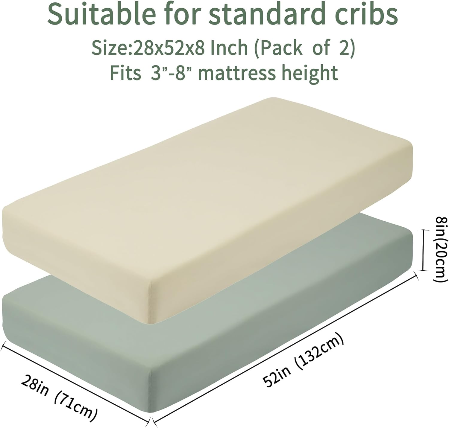 Baby Crib Sheets for Boys Girls, 2 Pack Fitted Crib Sheet for Standard Crib and Toddler Mattress, Soft Microfiber