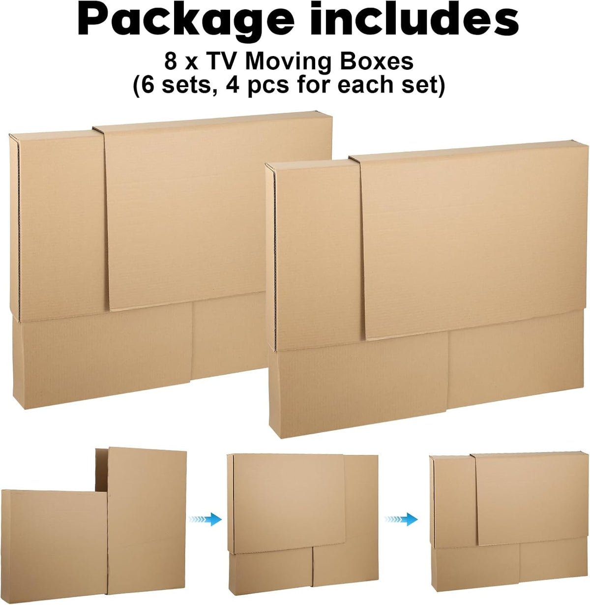 6 Sets 16 Pcs TV Moving Box Adjustable Up to 62" TV, Picture/Paint/Mirror Moving Boxes for Protecting Screen