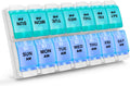 AM PM Weekly 7 Day Pill Organizer, 2 Times A Day Pill Box with Arthritis Friendly Push Button, Medicine Cases for