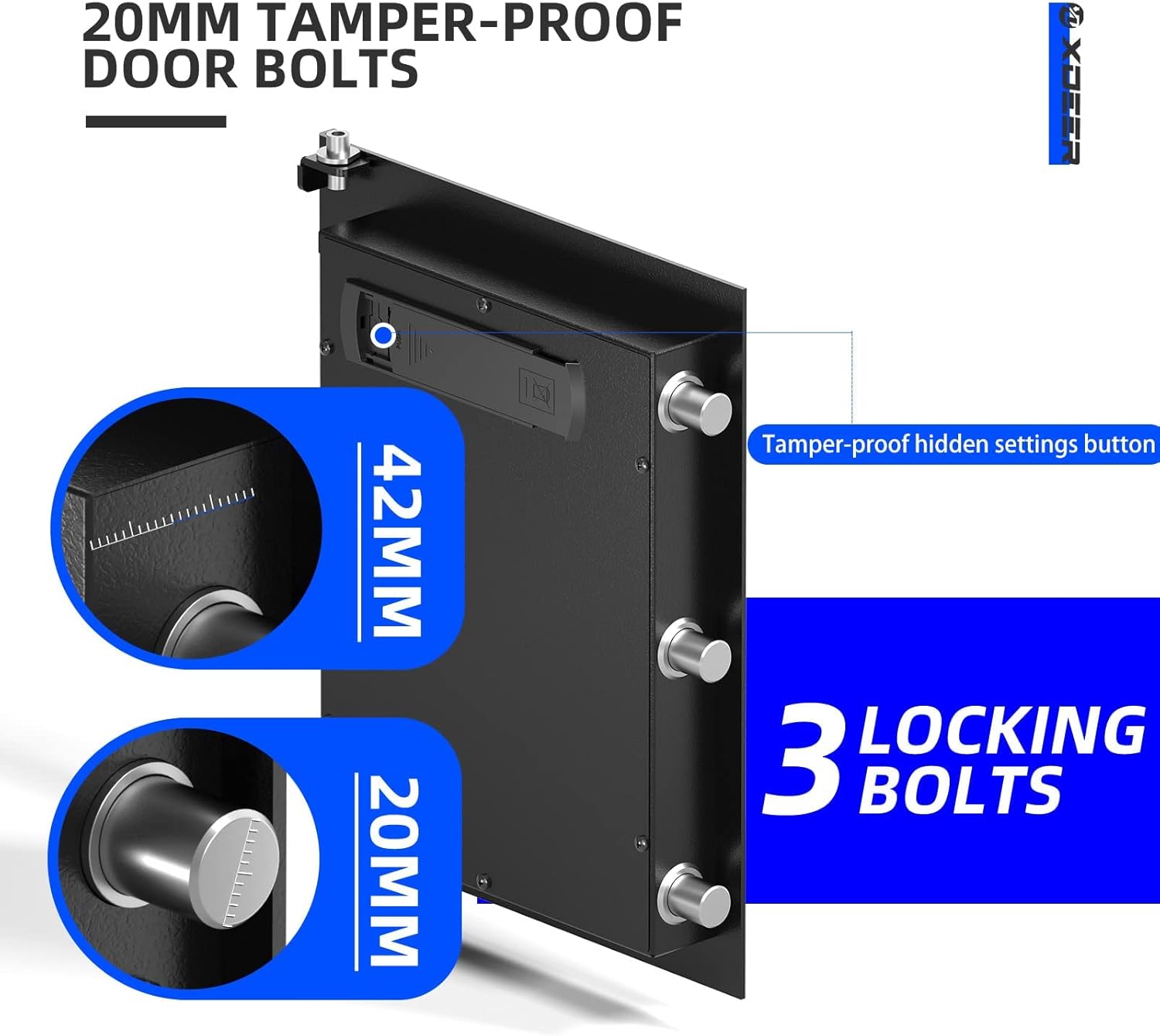 1.69 CuFt Biometric Safe with Fireproof Bag, Home Safe for 4 Pistols | Fingerprint Safe Box with Backlit Keypad & LED