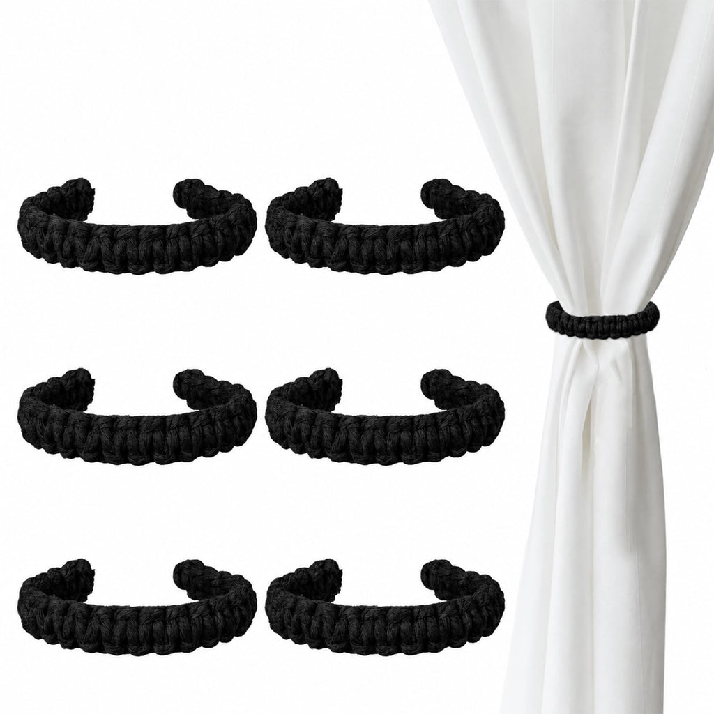 6 Pack Braided Curtain Tiebacks Boho Elegant Rustic Curtain Holdbacks Tie Backs Holders Set Simple Light Weight