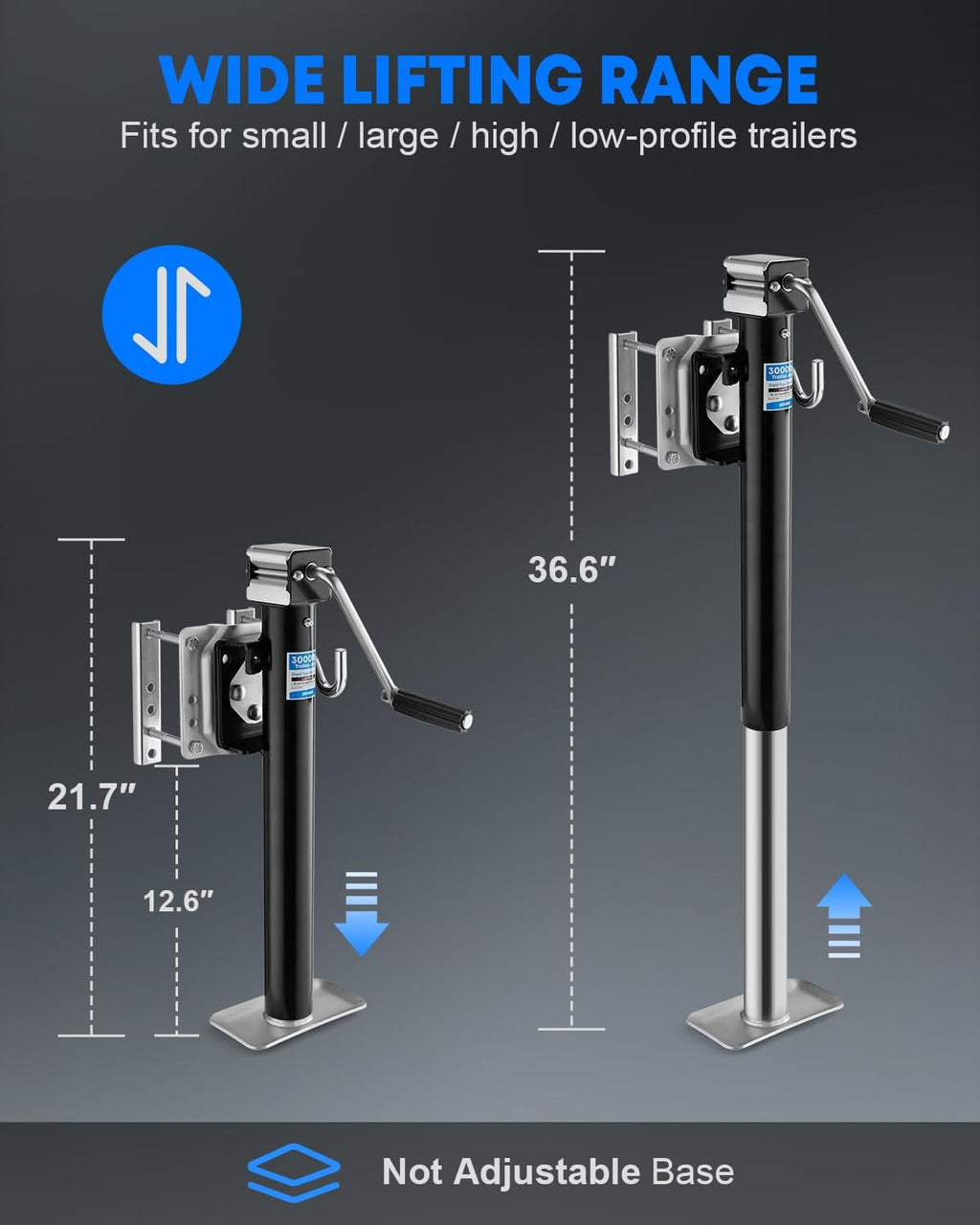 3000 lbs Trailer Jack, Heavy Duty Bolt-on, Low-Profile Small, Swivel