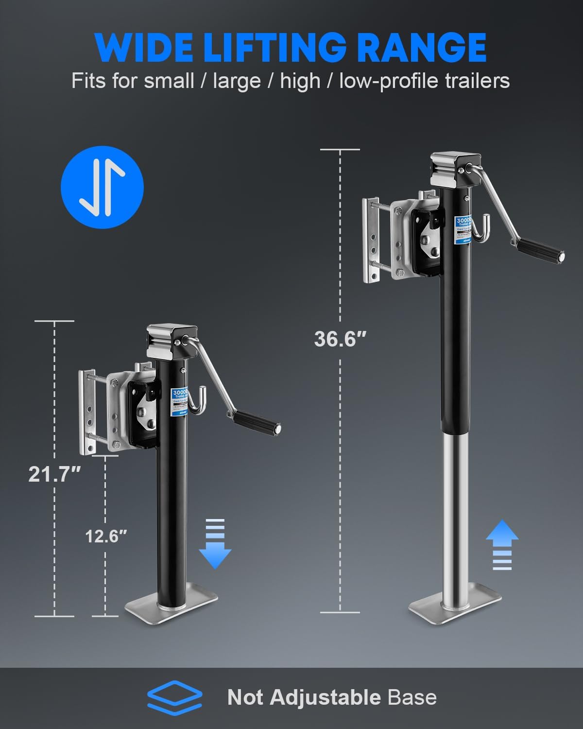 3000 lbs Trailer Jack, Heavy Duty Bolt-on, Low-Profile Small, Swivel