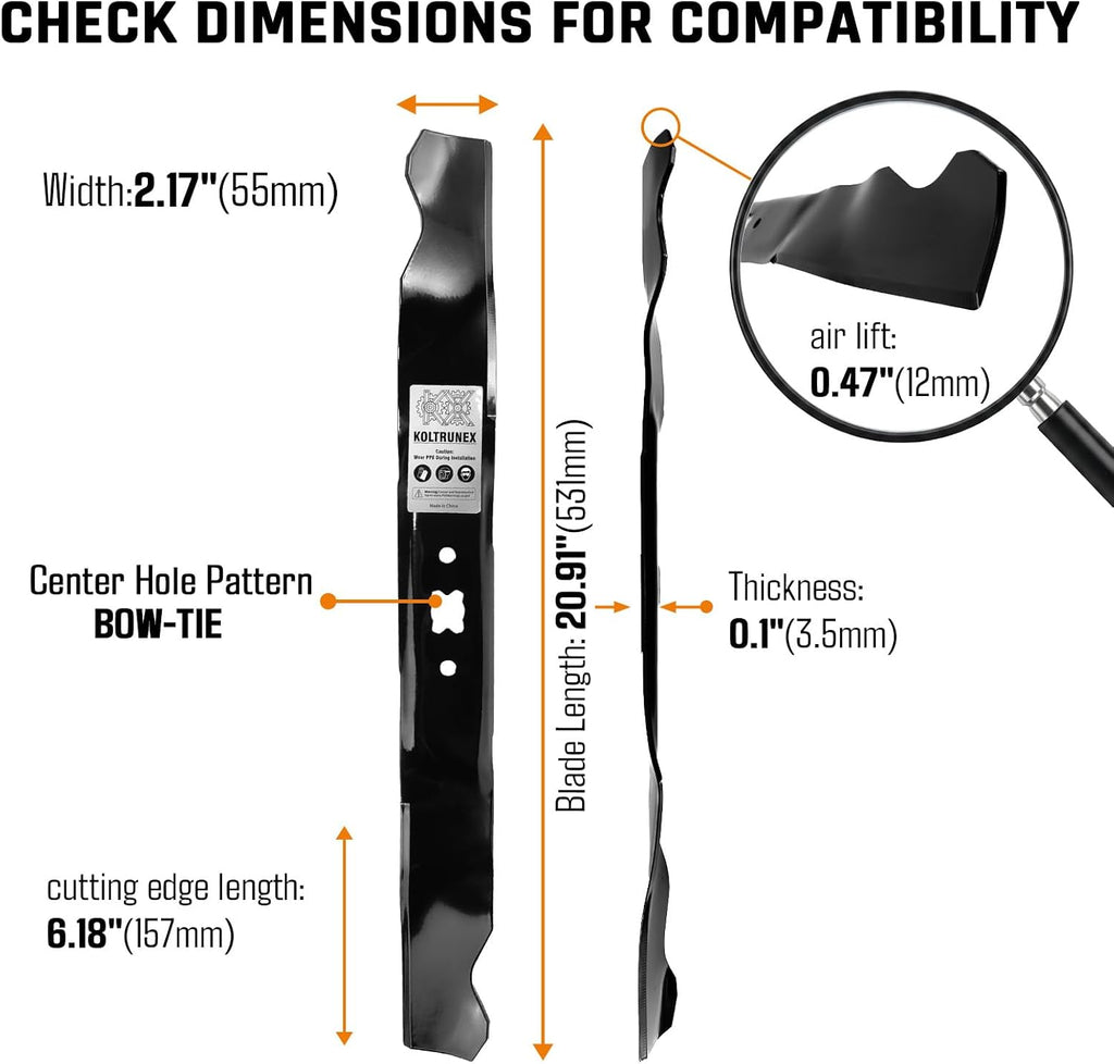 Mower Blades for Snapper 703371 Fits 21" Decks Walk-Behind Mowers