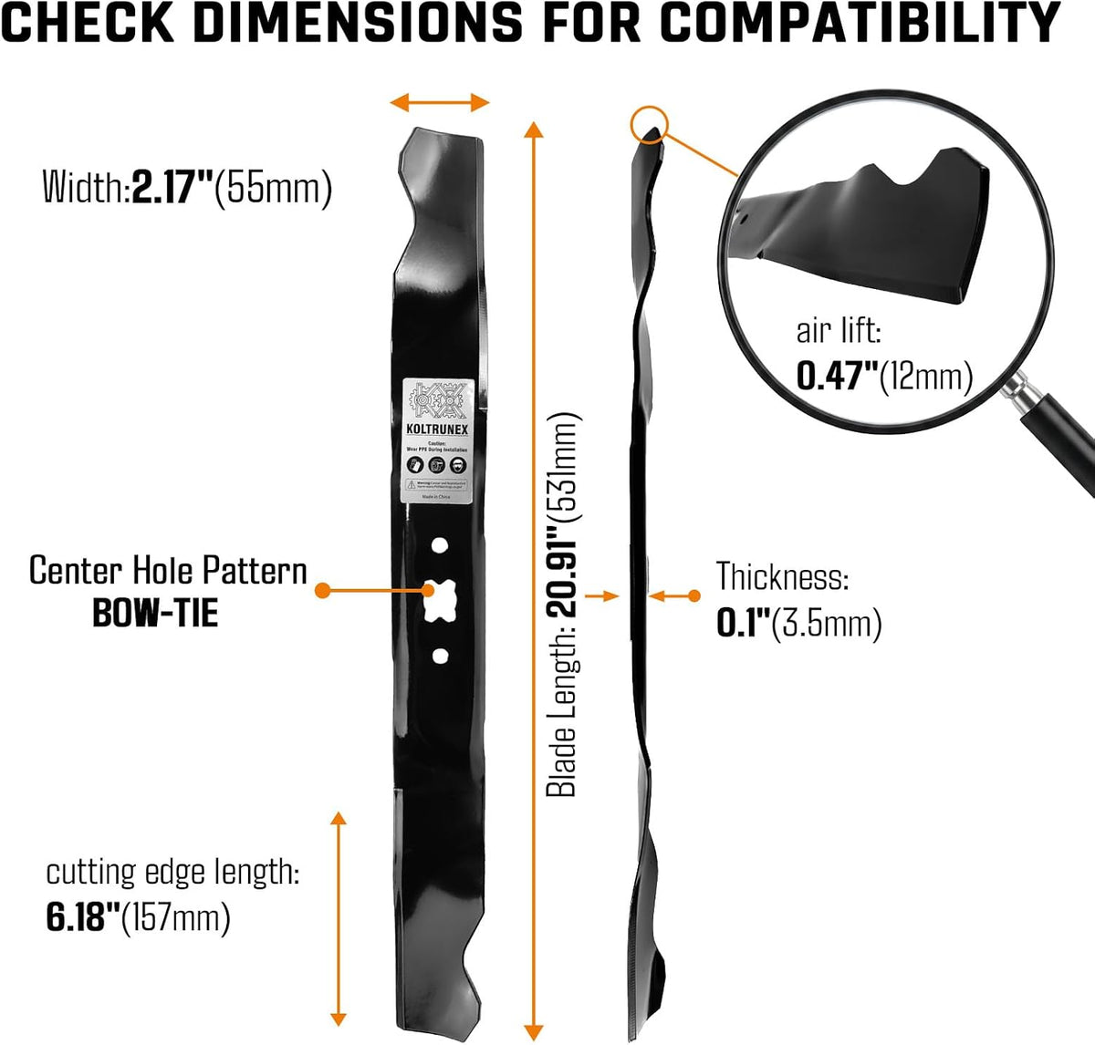 Mower Blades for Snapper 703371 Fits 21" Decks Walk-Behind Mowers