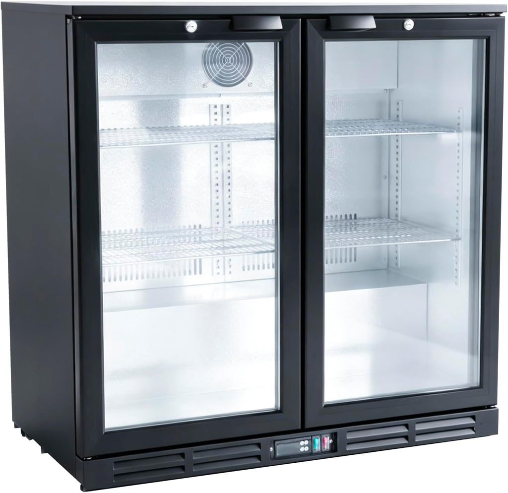 Hakka 7.3 Cu.Ft Back Bar Cooler - 2 Glass Doors Beverage Refrigerator