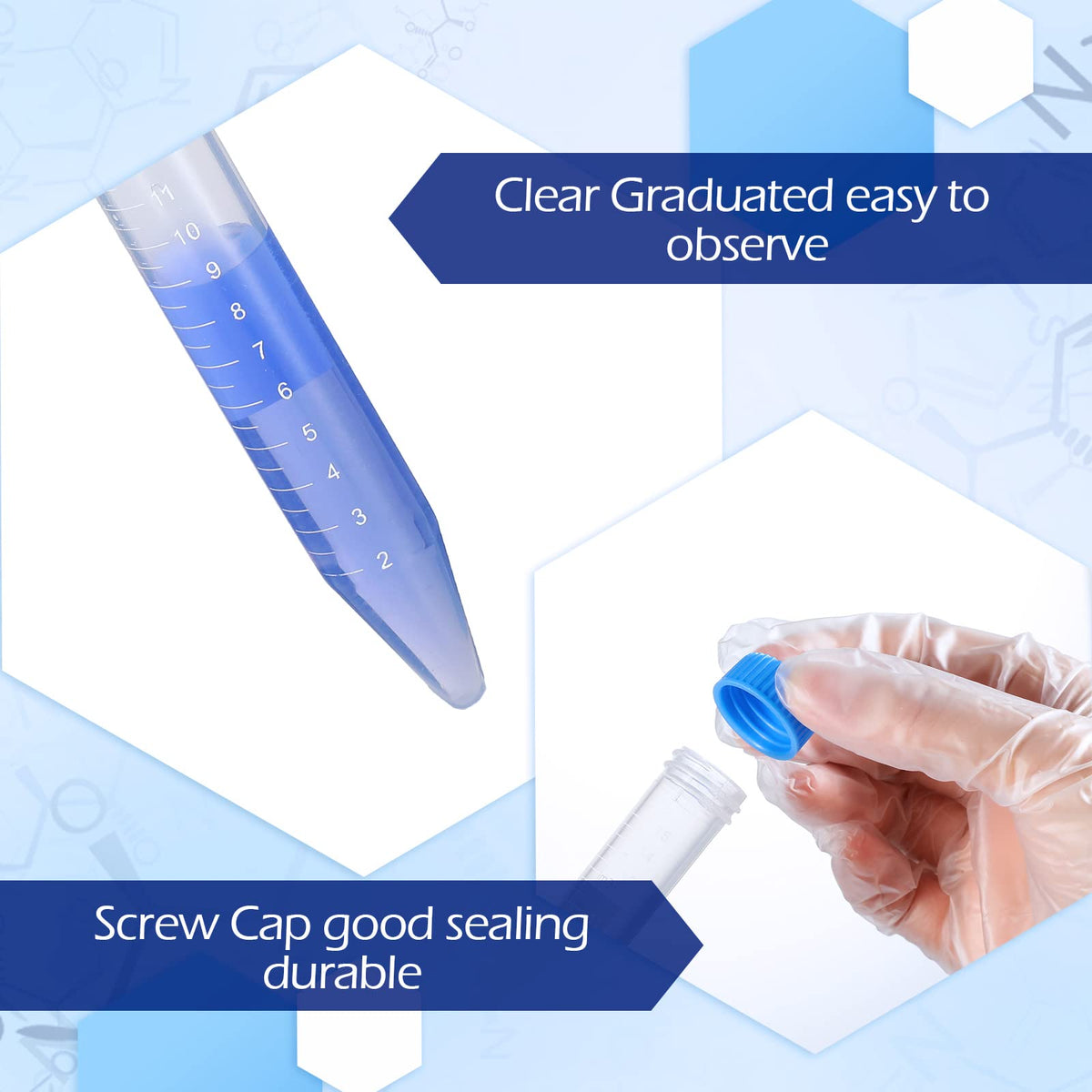 200 Pack 15 Ml Centrifuge Tubes Sterile Plastic Test Tubes