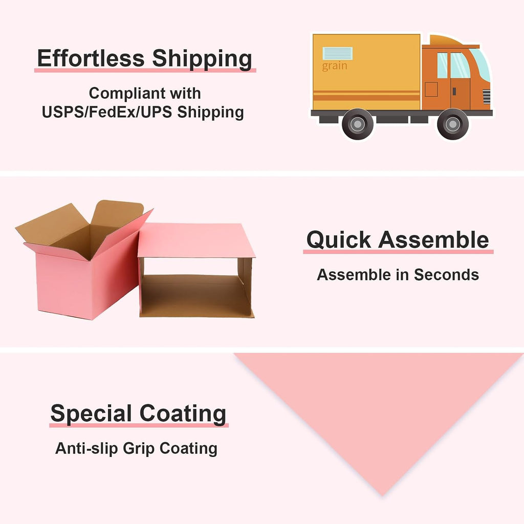 9x6x4 in Shipping Boxes, Pink Cardboard Boxes for Small Business, Medium Mailing Boxes, Stackable Durable Mailers
