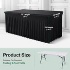 One-Piece Spandex Black Table Cloth Skirt for 6FT Rectangle Tables