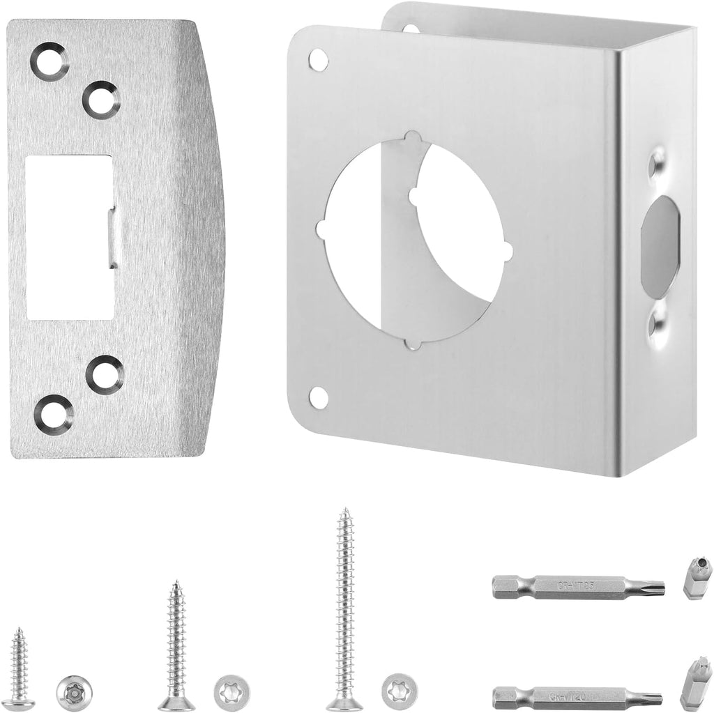 MP9457 Door Reinforcement Plate & Strike Plate for 1-3/8" Doors | Fits 2-3/8" (60mm) backsets,Stainless