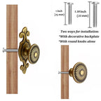 Brass Cabinet Knobs, Vintage Retro Mushroom Drawer Knobs with Backplate, Dresser Pull Handles for