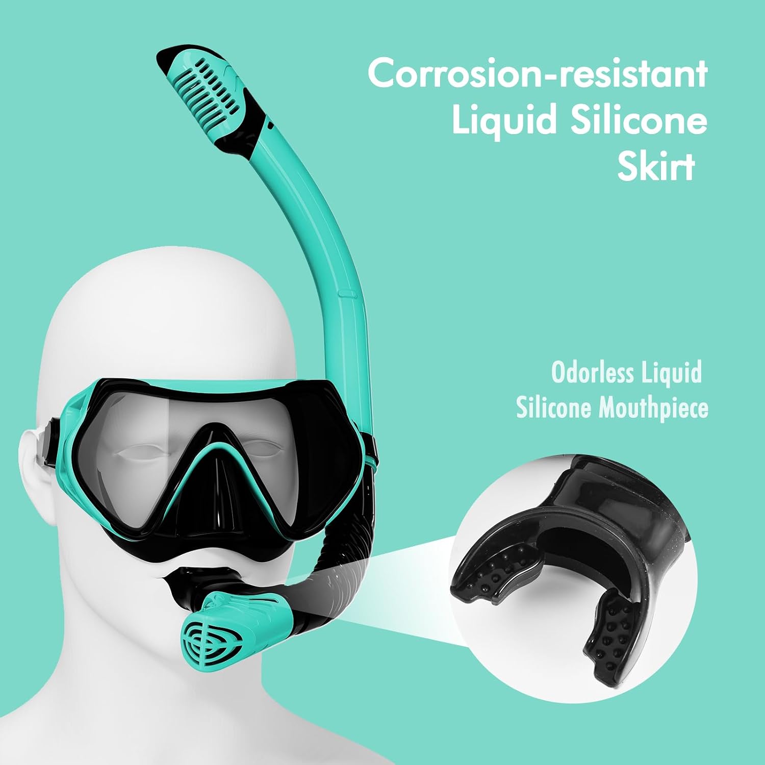 Snorkeling Gear for Adults, JRing Snorkel Mask Set with 180 Degree Tempered Glass Anti Fog Goggles Scuba Dry Top