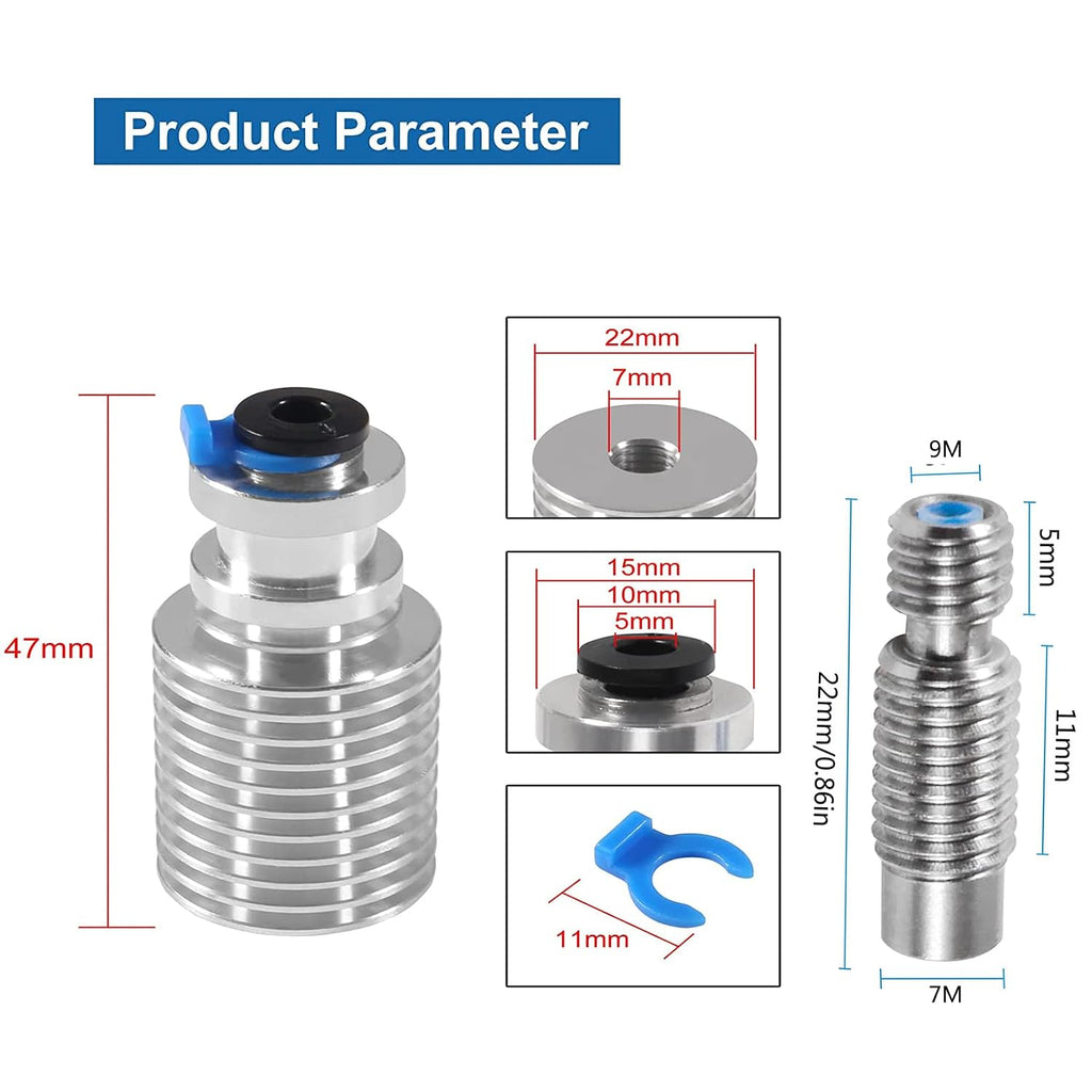 for E3D V6 Hotend Kit, 3D Printer All Metal Mount Fixed Blocks, Remote Short Direct Heat Sink 1.75mm Compatible with