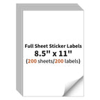Full Sheet Sticker Label, 8.5" x 11" Shipping Label -200 Sheets, 200 Labels