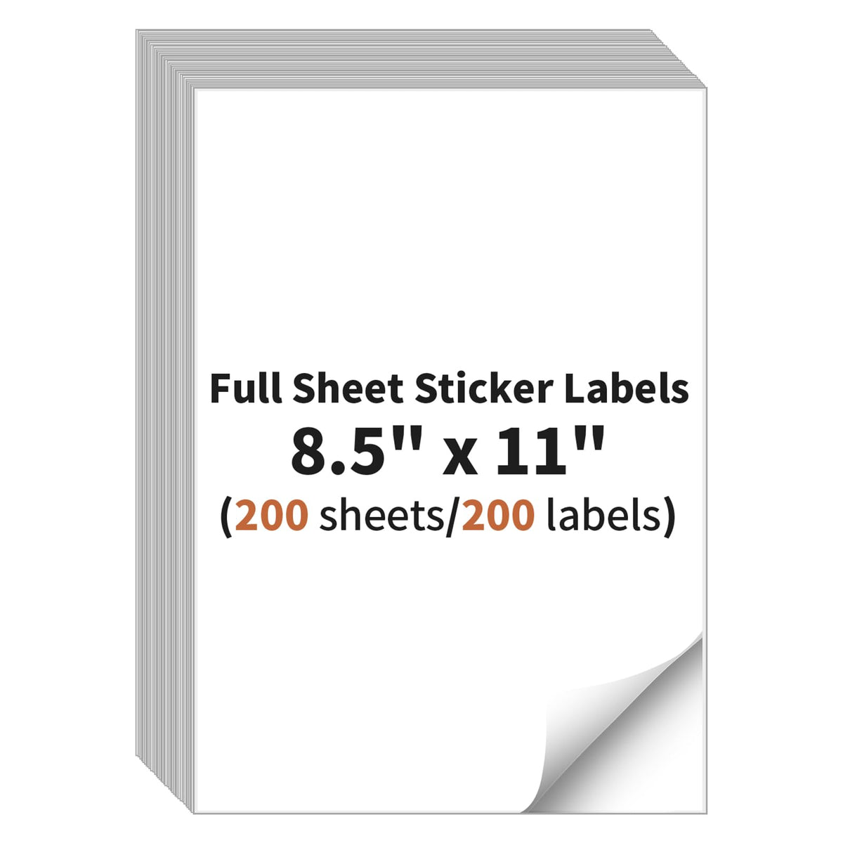Full Sheet Sticker Label, 8.5" x 11" Shipping Label -200 Sheets, 200 Labels