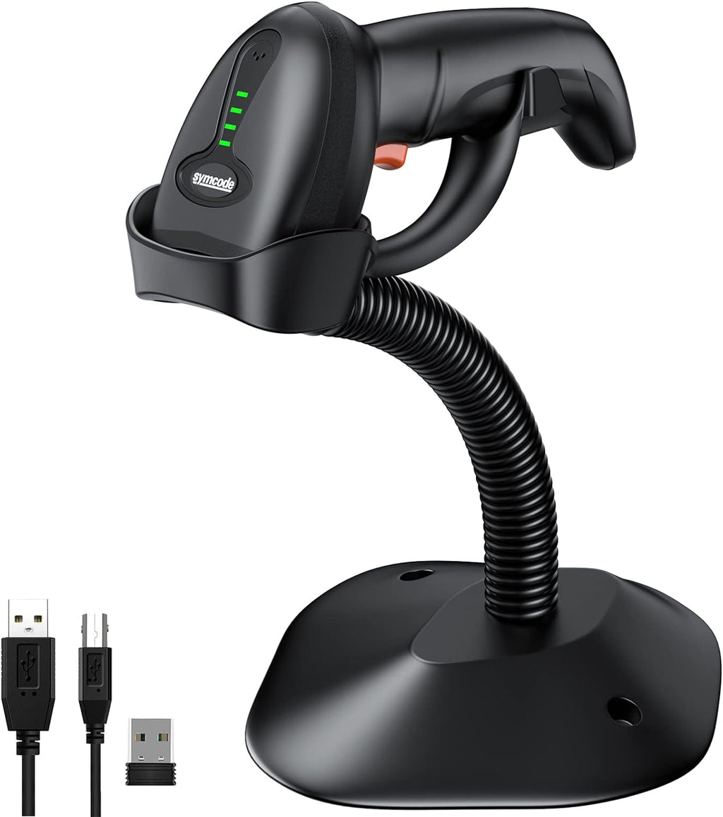 Bluetooth Wireless Barcode Scanner with Auto-Sensing Stand,Putting on Stand to Scan Automatically Sense Scanning 2D