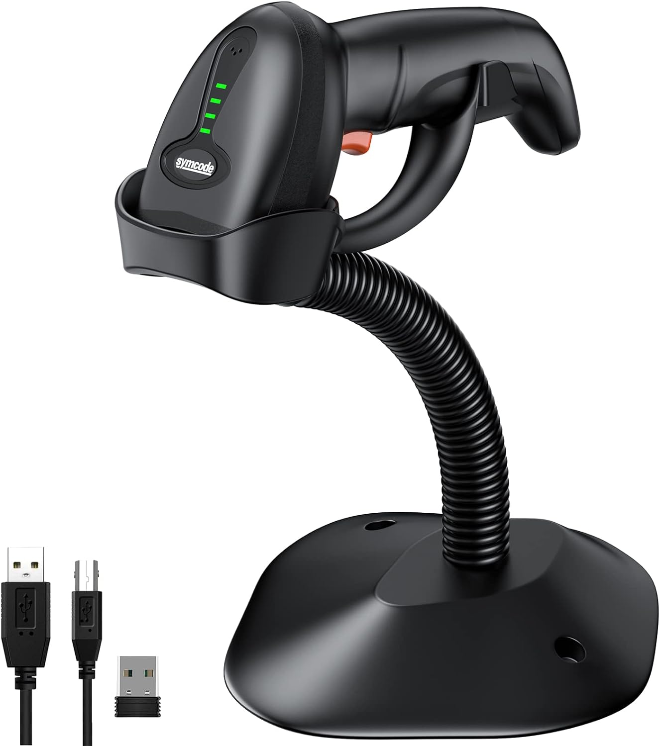 Bluetooth Wireless Barcode Scanner with Auto-Sensing Stand,Putting on Stand to Scan Automatically Sense Scanning 2D